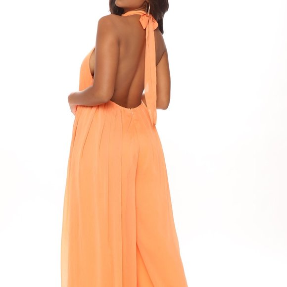 Sexy Orange Backless Jumpsuit - Picture 3 of 4